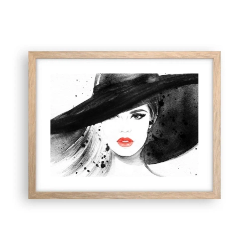Plakát v rámu světlý dub - Dáma v černém - 40x30 cm