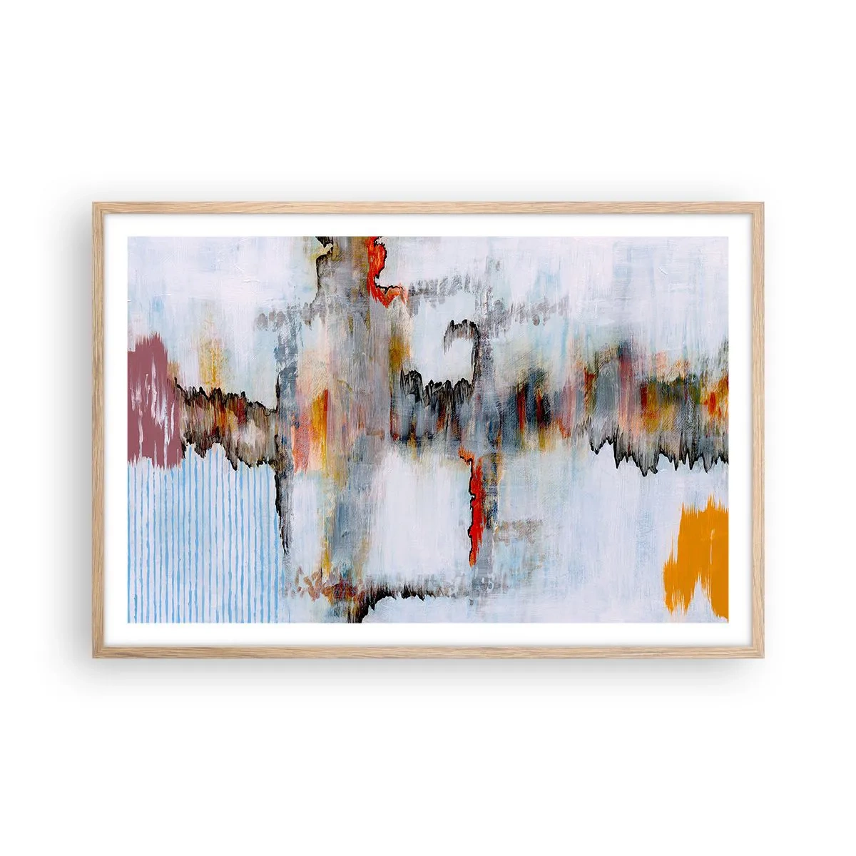 Plakát v rámu světlý dub - Klackem po vodě - 91x61 cm
