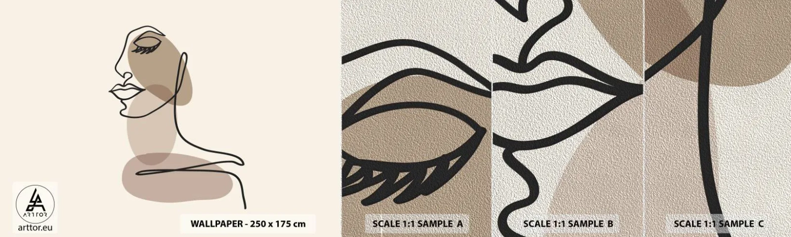 Vzor Fototapety Premium Sand - Při poslechu samé sebe - Abstrakce, ženská tvář, Grafika - 100x30 cm