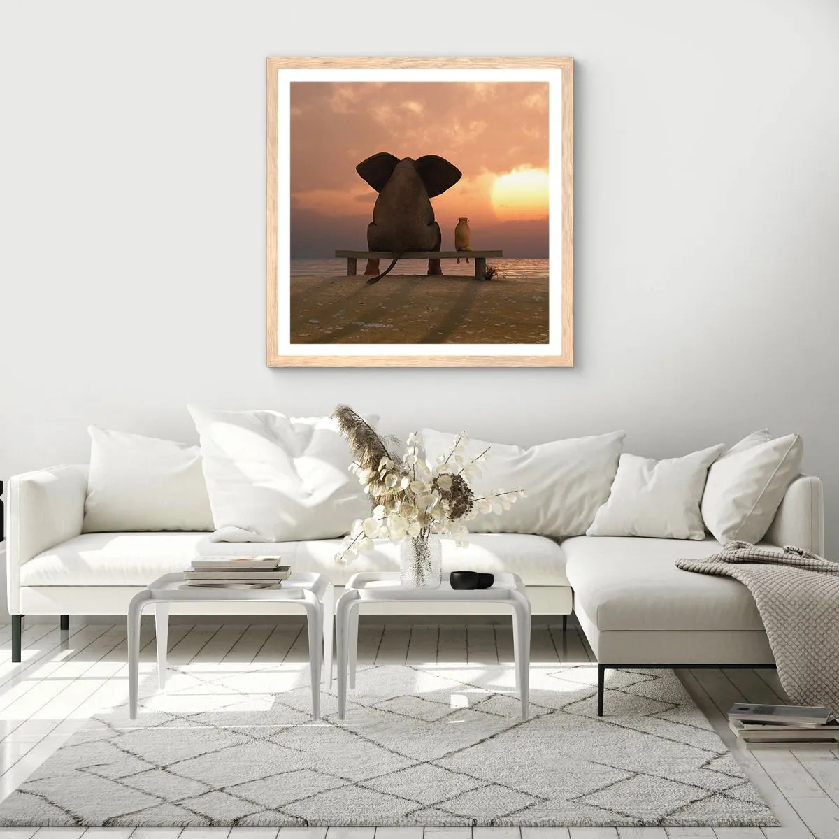 Plakát v rámu světlý dub - Je skvělé spolu mlčet - 60x60 cm