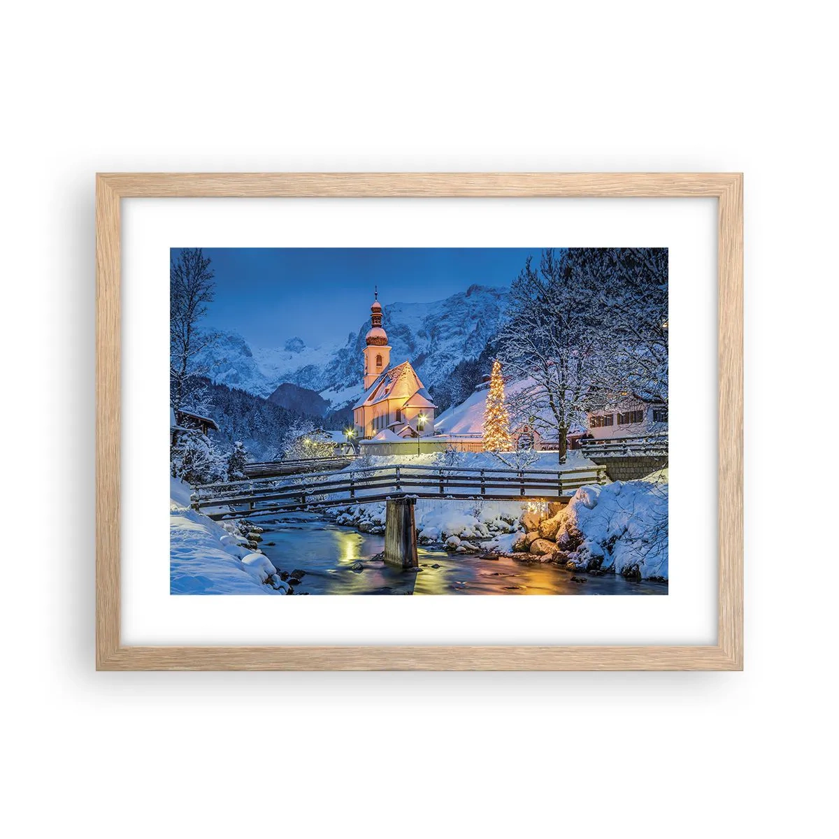 Plakát v rámu světlý dub - Duch Vánoc - 40x30 cm