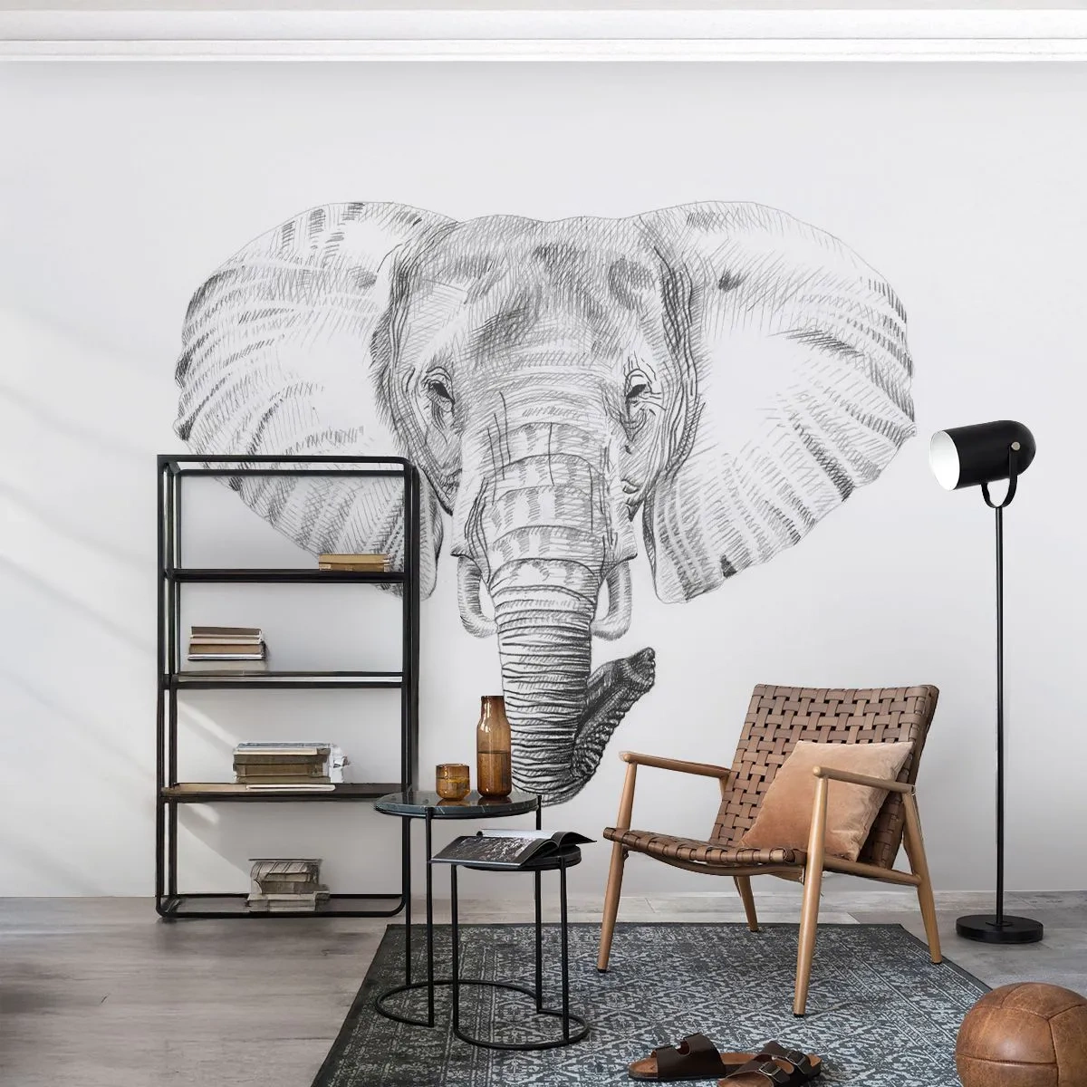 Fototapeta Samolepicí Deluxe Sticker - „Byl jeden slon, velký jako - slon“ - Zvířata, Slon, Grafika - 250x175 cm