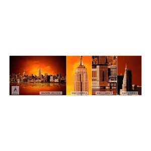 Fototapeta Vzorek Standard Eco - Panorama velkoměsta ve žluté a hnědé - New York, Architektura, Město - 100x30 cm