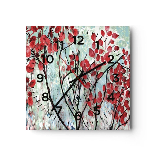 Nástěnné hodiny - Strom v šarlatové - 30x30 cm