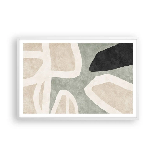 Plakát v bílém rámu - Kompozice s černým motivem - 91x61 cm