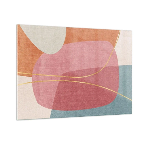 Obraz na skle - Pastelová kompozice se zlatou nití - 100x70 cm