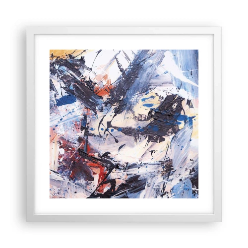 Plakát v bílém rámu - Bláznivý tanec abstrakce - 40x40 cm