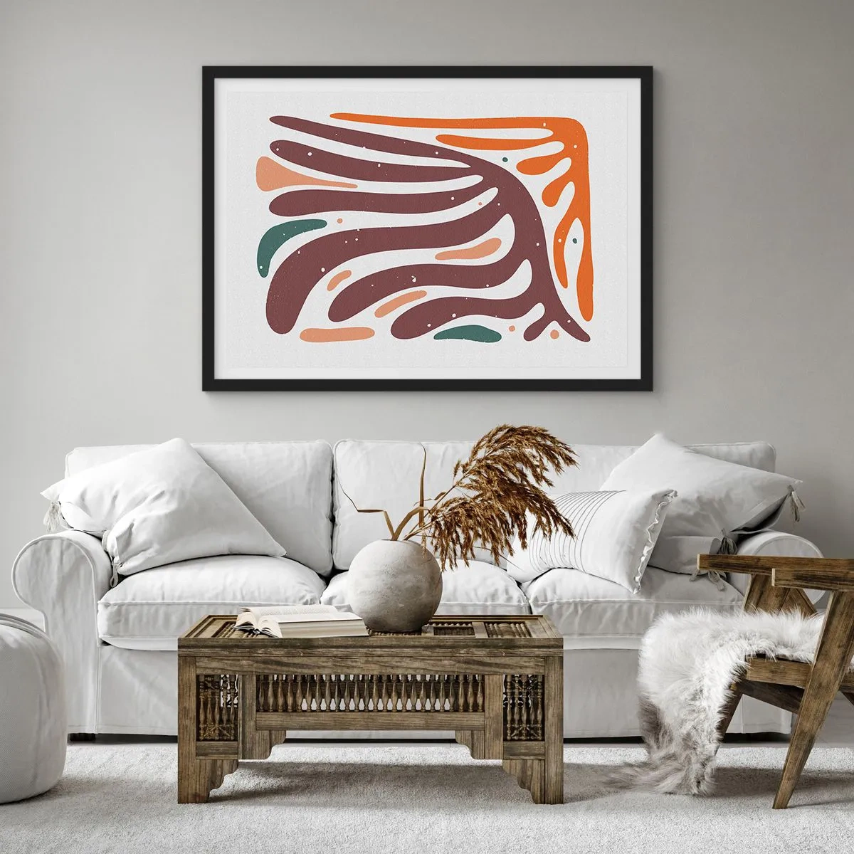 Plakát v černém rámu - Organická a radiální kompozice - 70x50 cm