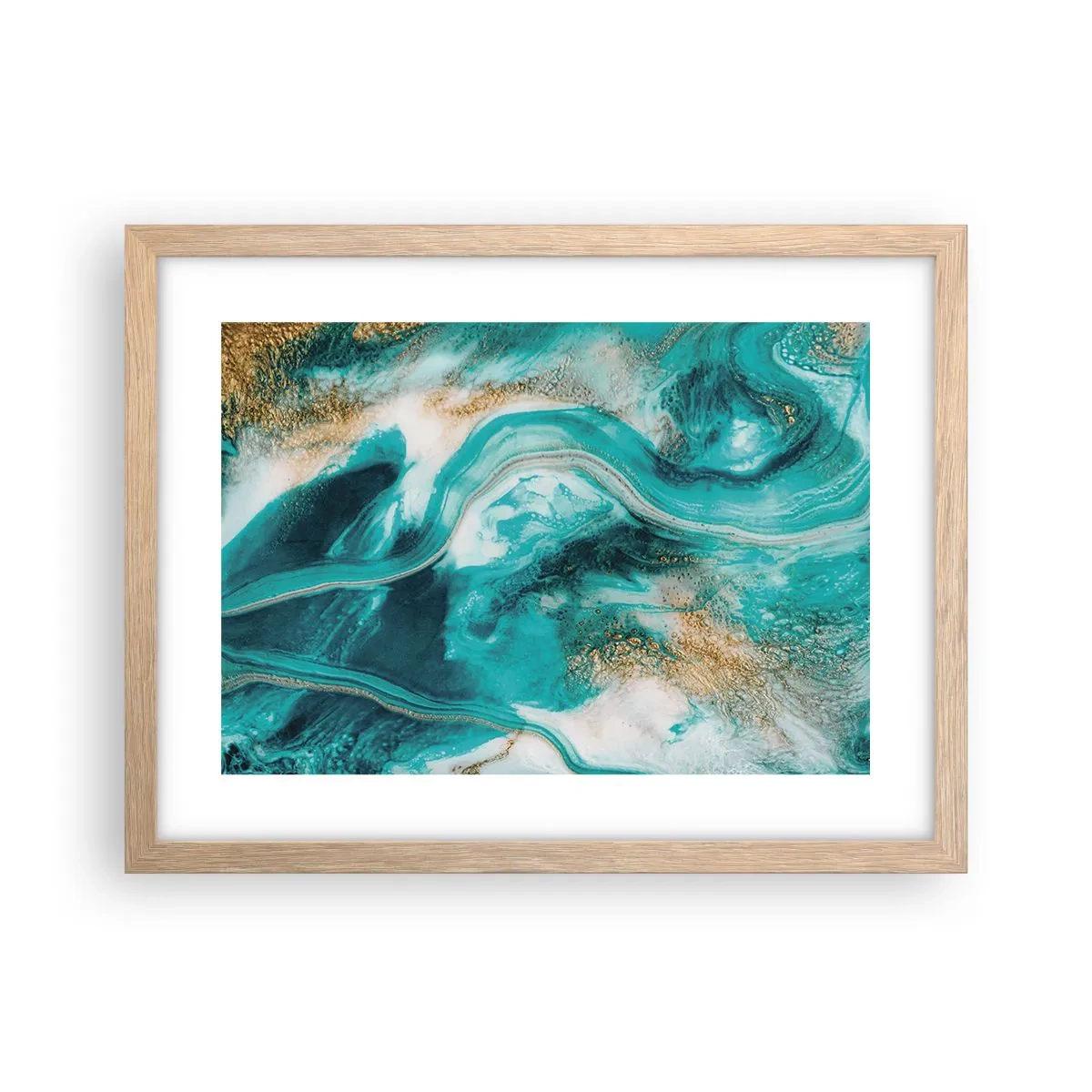 Plakát v rámu světlý dub - Řeka zlata - 40x30 cm