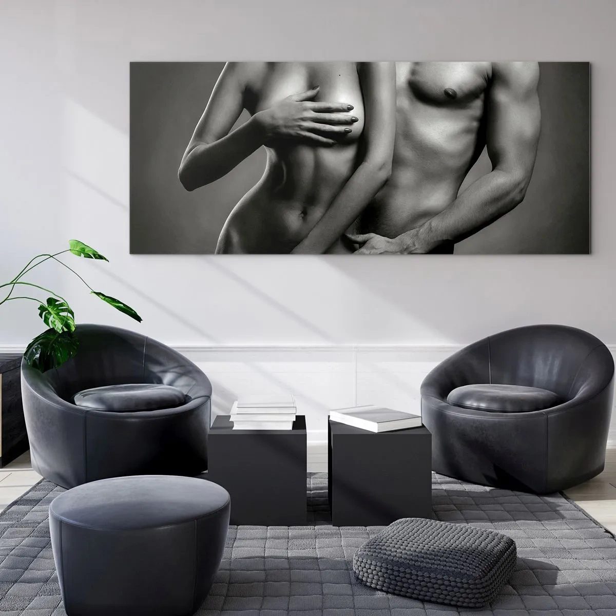 Obraz na skle - Adam a Eva - 100x40 cm