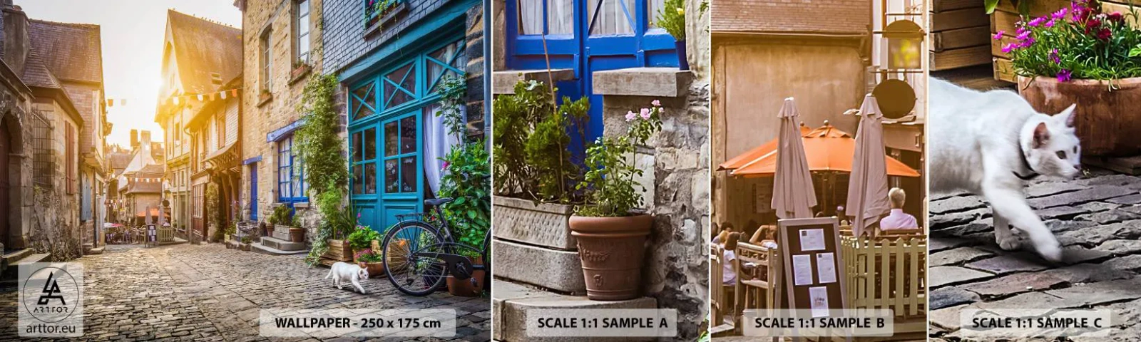 Vzor Fototapety Samolepicí Deluxe Sticker - Bílý duch městečka - Město, Francie, Architektura - 100x30 cm