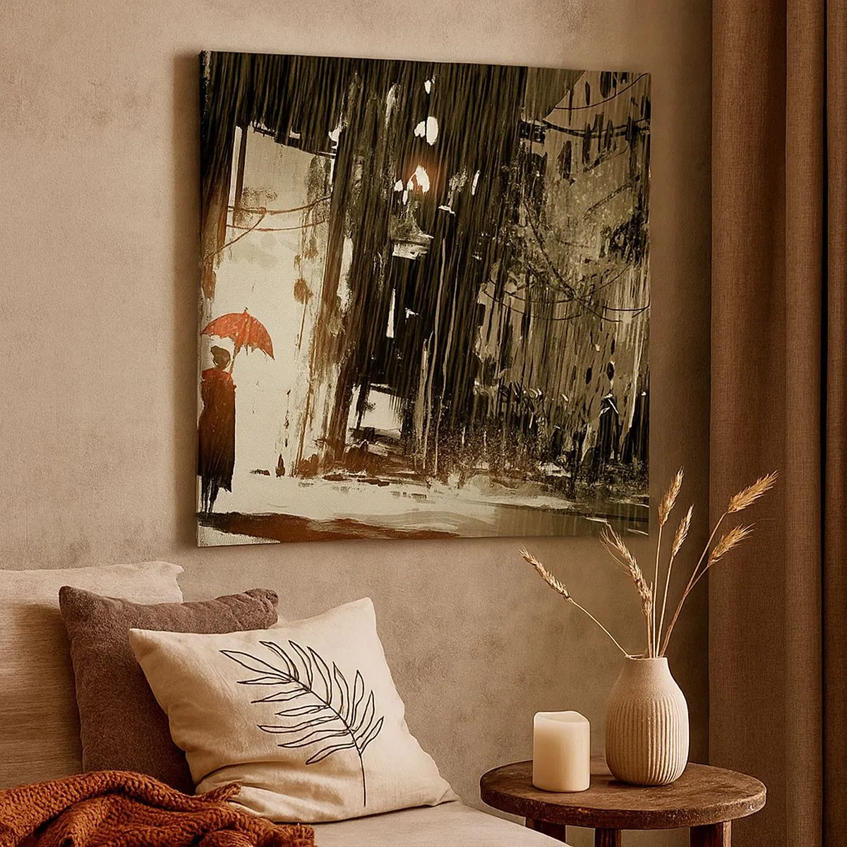 Obraz na plátně - Poezie červeného deštníku - 30x30 cm