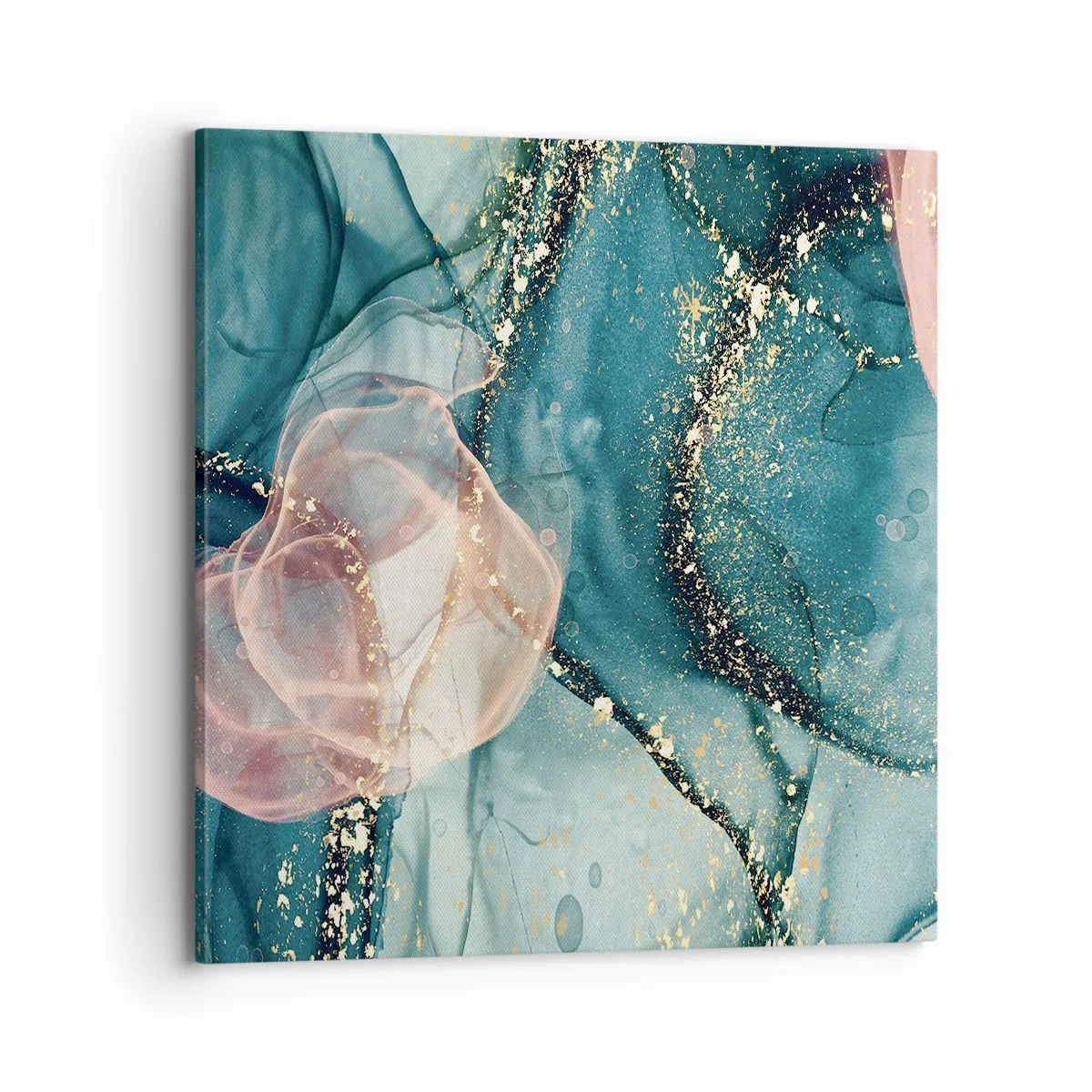 Obraz na plátně - Modré hedvábí modré, růžový tyl - 70x70 cm
