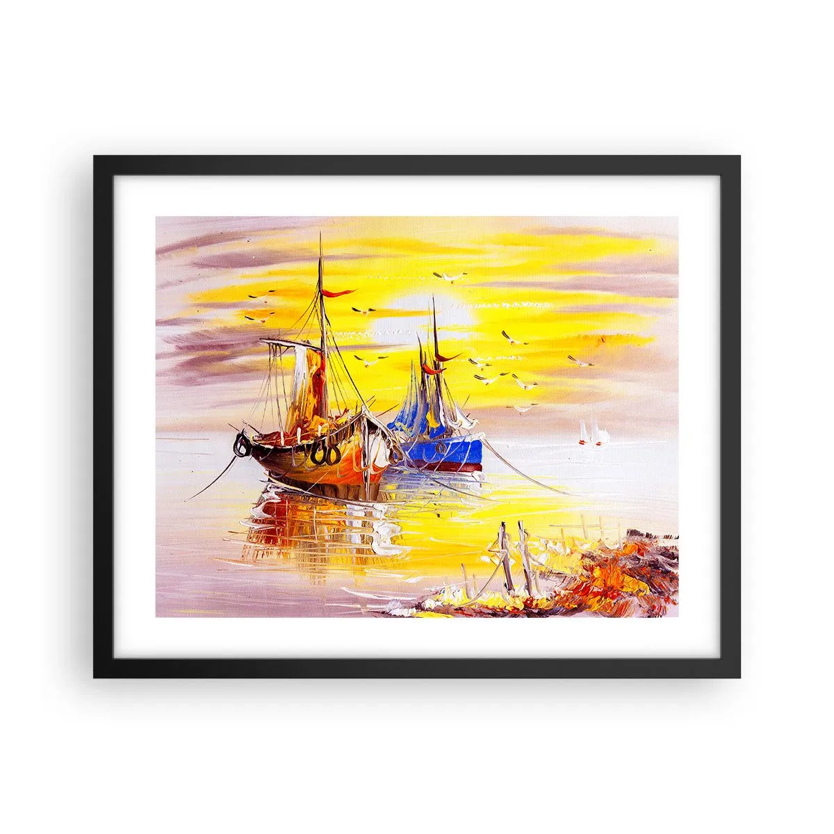 Plakát v černém rámu - Zasloužený odpočinek v přístavu - 50x40 cm