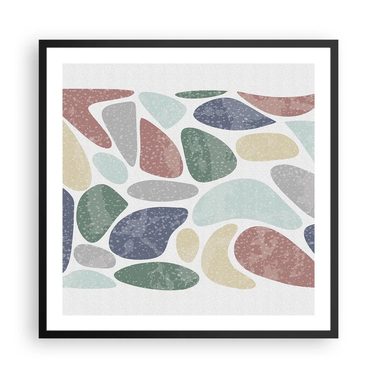 Plakát v černém rámu - Mozaika práškových barev - 60x60 cm