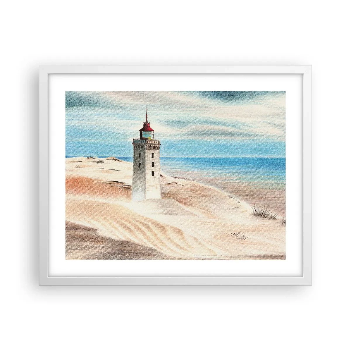 Plakát v bílém rámu - Vždy hledí na moře - 50x40 cm