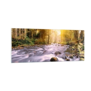 Obraz na skle - Malachit ve stříbrně-zlaté podobě - 100x40 cm