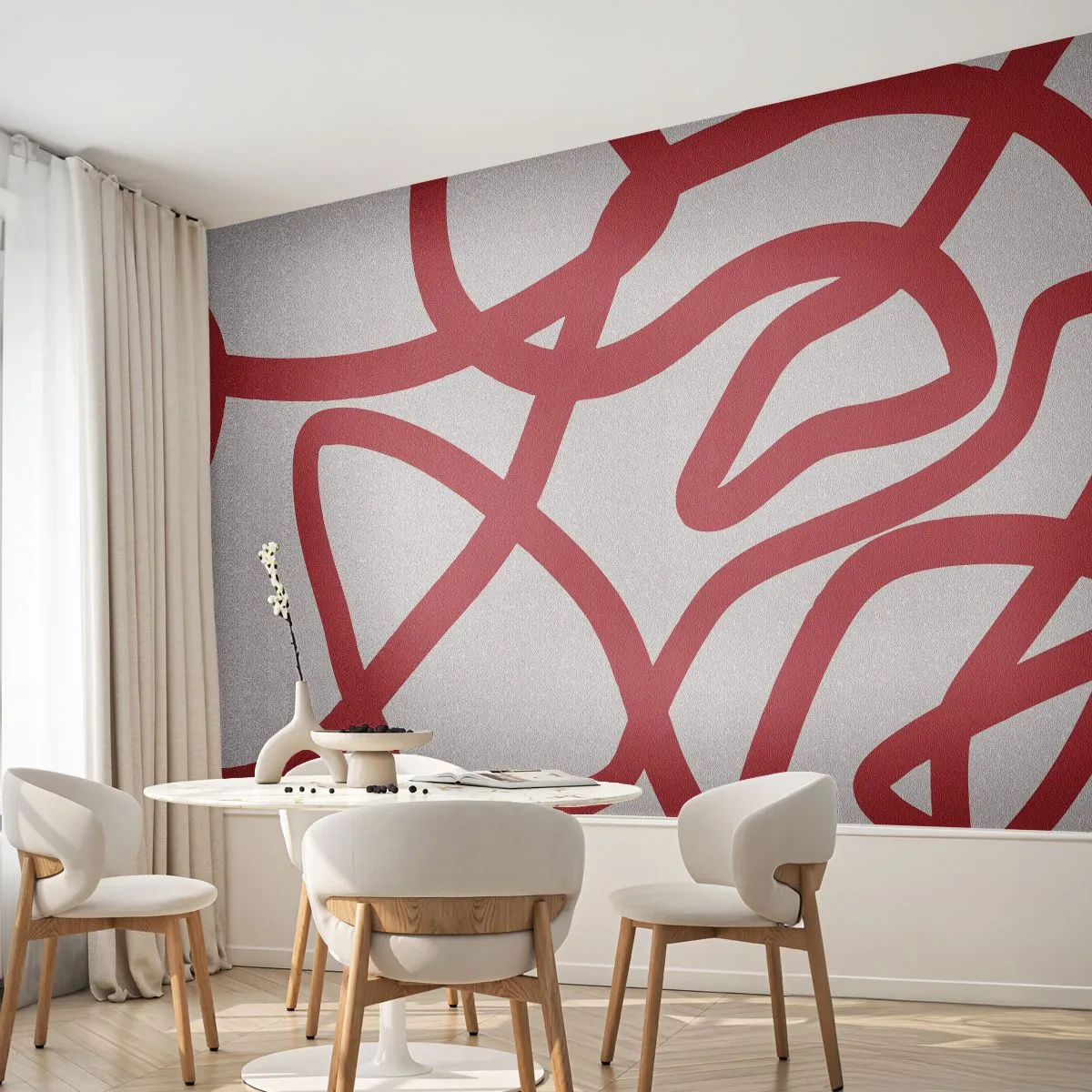 Fototapeta Standard Eco - Červené na bílém - Minimalismus, Kus, Čáry - 150x105 cm