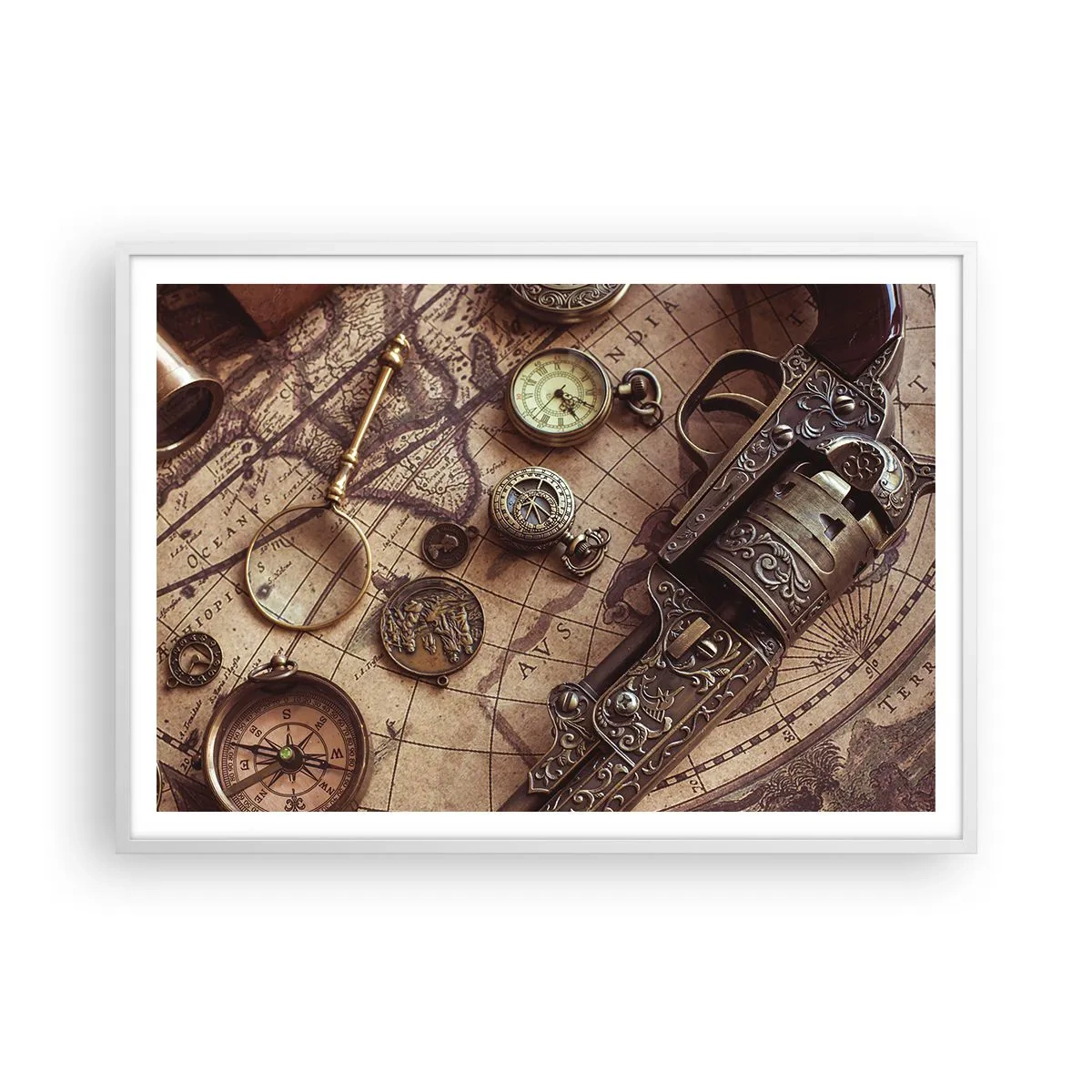 Plakát v bílém rámu - Dobrodružství volá - 100x70 cm