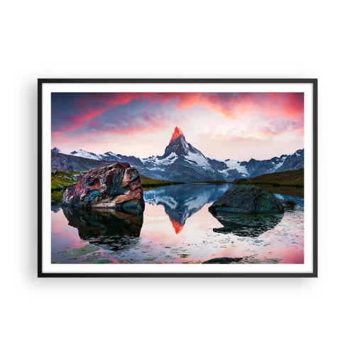 Plakát v černém rámu - Srdce hor je vřelé - 100x70 cm