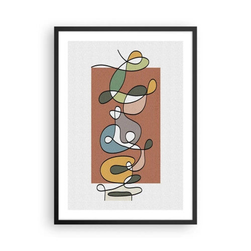 Plakát v černém rámu - Abstraktní geometrická kompozice s organickými liniemi - 50x70cm - Abstrakce: barevné dovádění - Moderní nástěnná dekorace do obývacího pokoje a ložnice ARTTOR