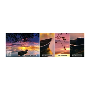 Fototapeta Vzorek Standard Eco - „Zdá se, že visíš uprostřed nebe…“ - Krajina, Západ slunce, jezero - 100x30 cm