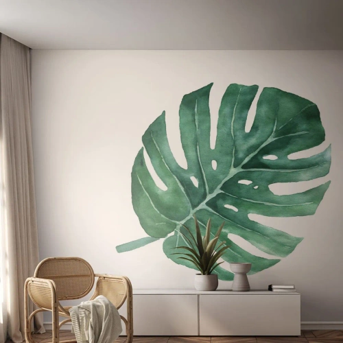 Fototapeta Premium Sand - Zelený koncept - Monstera, List, Boho - 500x350 cm