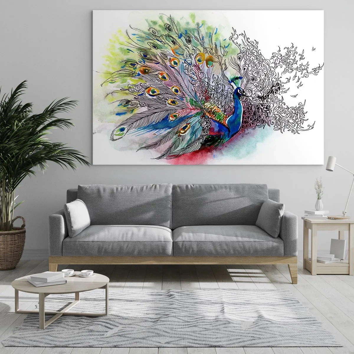 Obraz na skle - S pýchou proti šedi - 100x70 cm