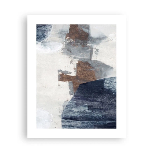 Plakát - Modro-hnědé tvary - 40x50 cm