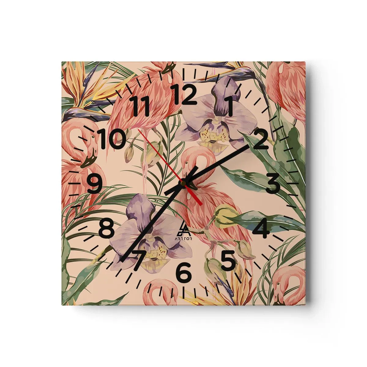 Nástěnné hodiny - Růžový balet v květech - 30x30 cm