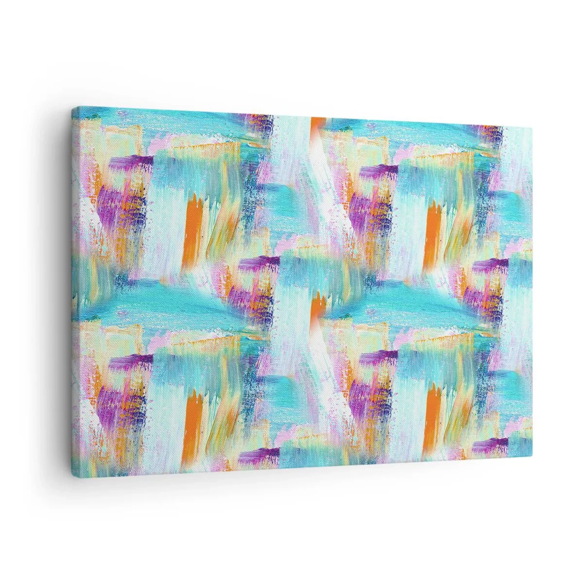 Obraz na plátně - Barevná abstrakce s dynamickými tahy štětcem - 70x50cm - Pohodové střídavé cákance - Moderní nástěnná dekorace do obývacího pokoje a ložnice ARTTOR