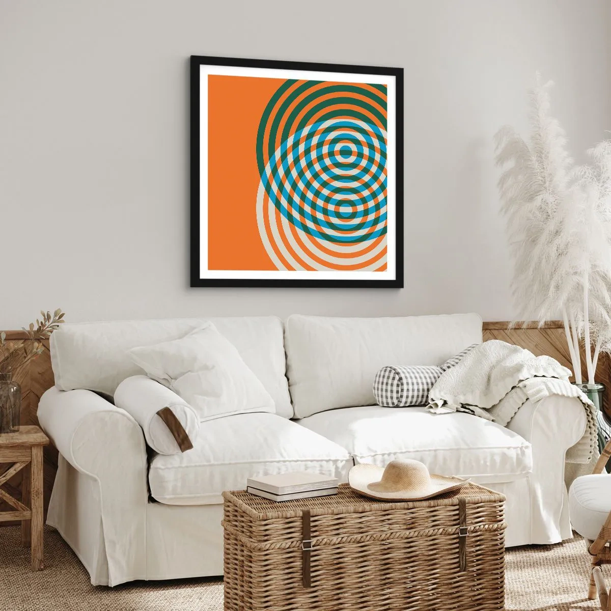 Plakát v černém rámu - Abstraktní kruhová variace - 60x60 cm