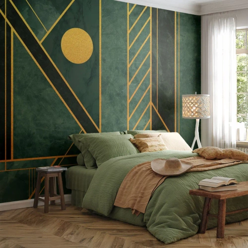 Fototapeta Premium Canvas - Dynamika zlata a lazuritu - Abstrakce, Kus, Geometrický Vzor - 250x175 cm