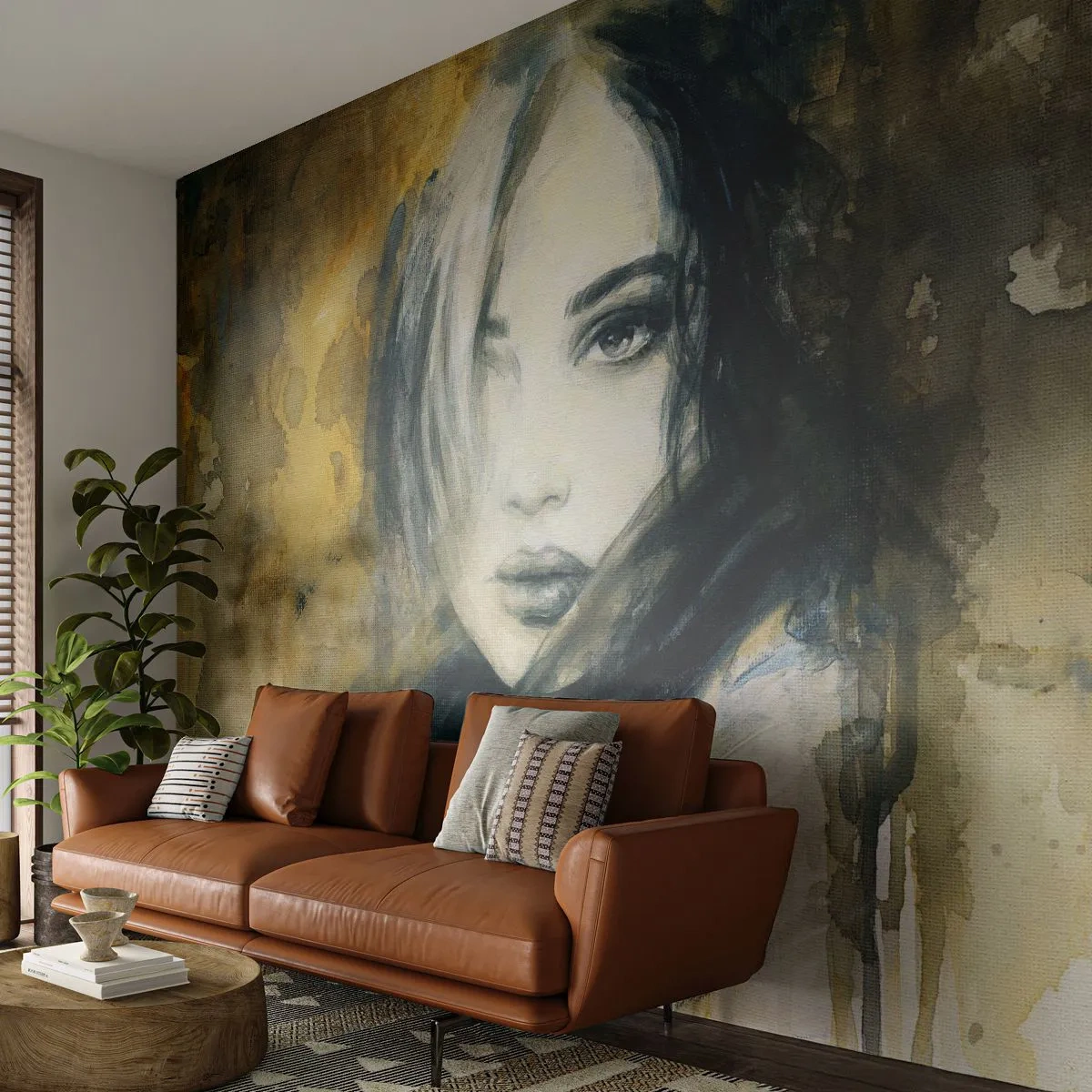Fototapeta Samolepicí Deluxe Sticker - více nevinná nebo smyslná? - Portrét ženy, ženská tvář, Grafika - 250x175 cm