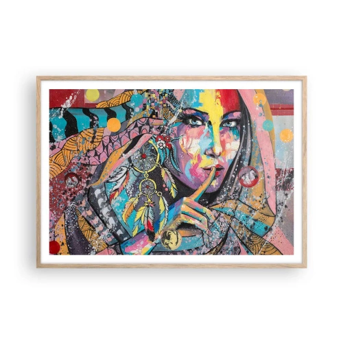 Plakát v rámu světlý dub - Mlč, než pochopíš - 100x70 cm