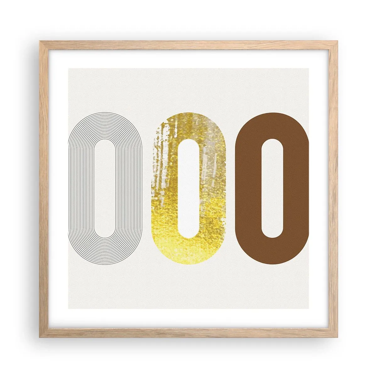 Plakát v rámu světlý dub - Ooo! - 50x50 cm