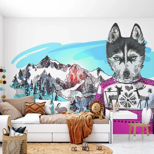 Fototapeta Premium Canvas - Vlk v ovčím rounu - Abstrakce, Vlk, Pro děti - 100x70 cm
