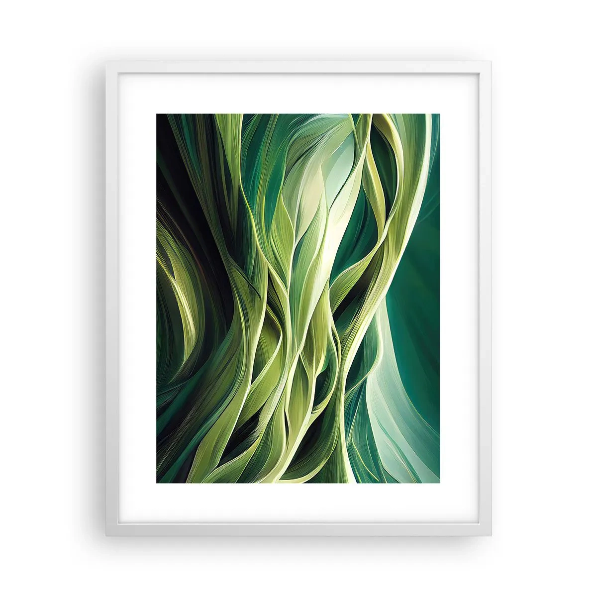 Plakát v bílém rámu - Abstraktní hra na zelenou - 40x50 cm