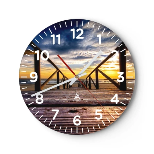 Nástěnné hodiny - Přímo na tichou pláž při západu slunce - 30x30 cm