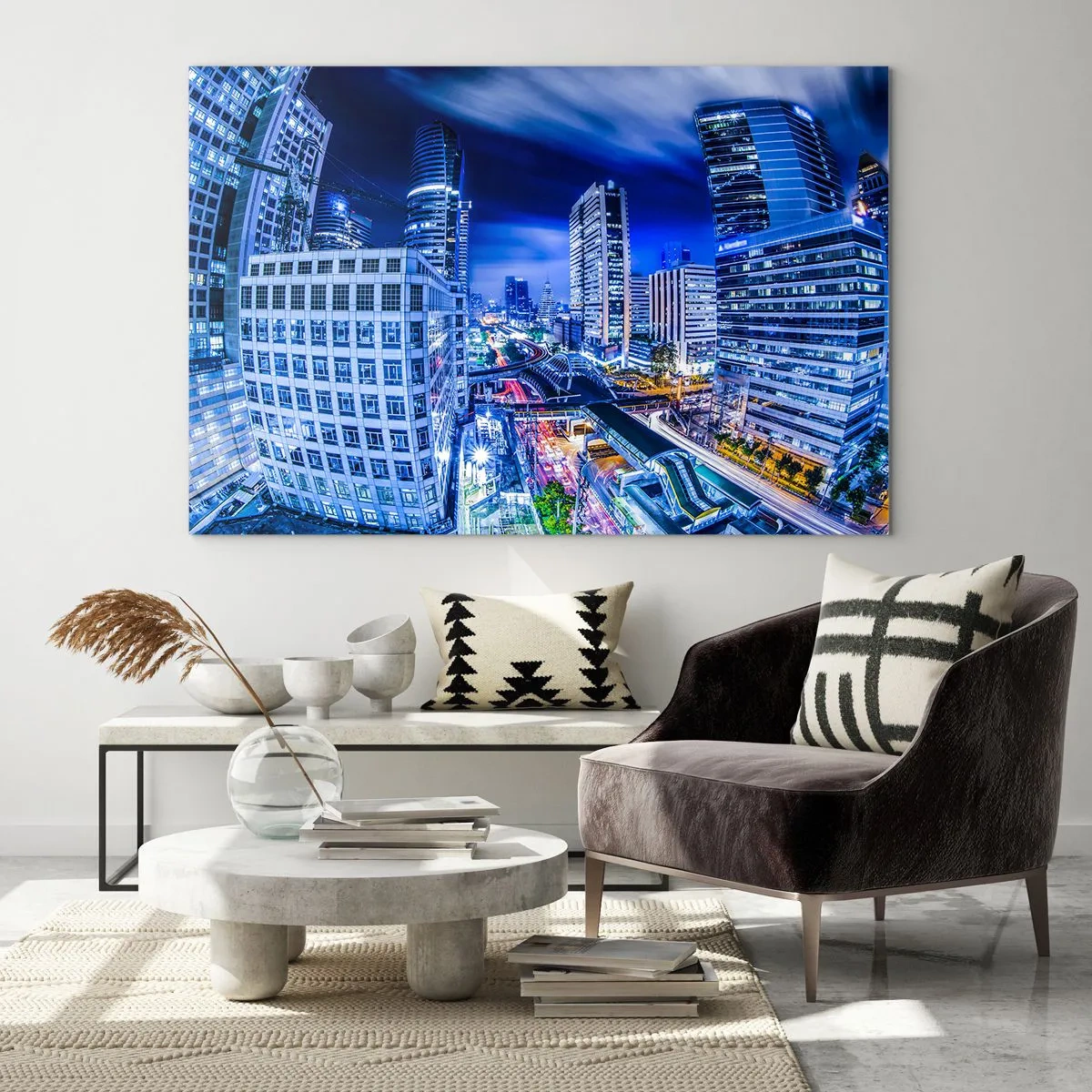 Obraz na skle - Rytmy nočního města - 120x80 cm