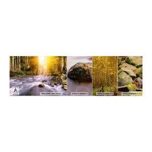 Vzor Fototapety Premium Sand - Malachit ve stříbrně-zlaté podobě - Krajina, Horský potok, Les - 100x30 cm
