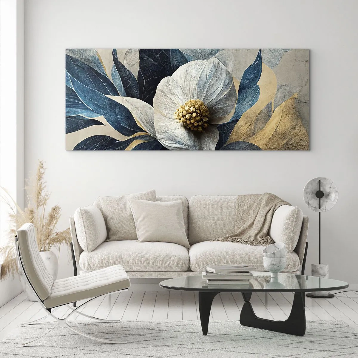 Obraz na skle - Zlaté srdce - 100x40 cm