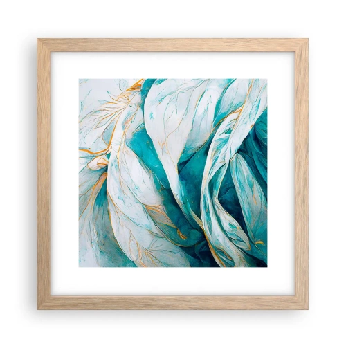 Plakát v rámu světlý dub - Modrá abstrakce se zlatým motivem - 30x30 cm
