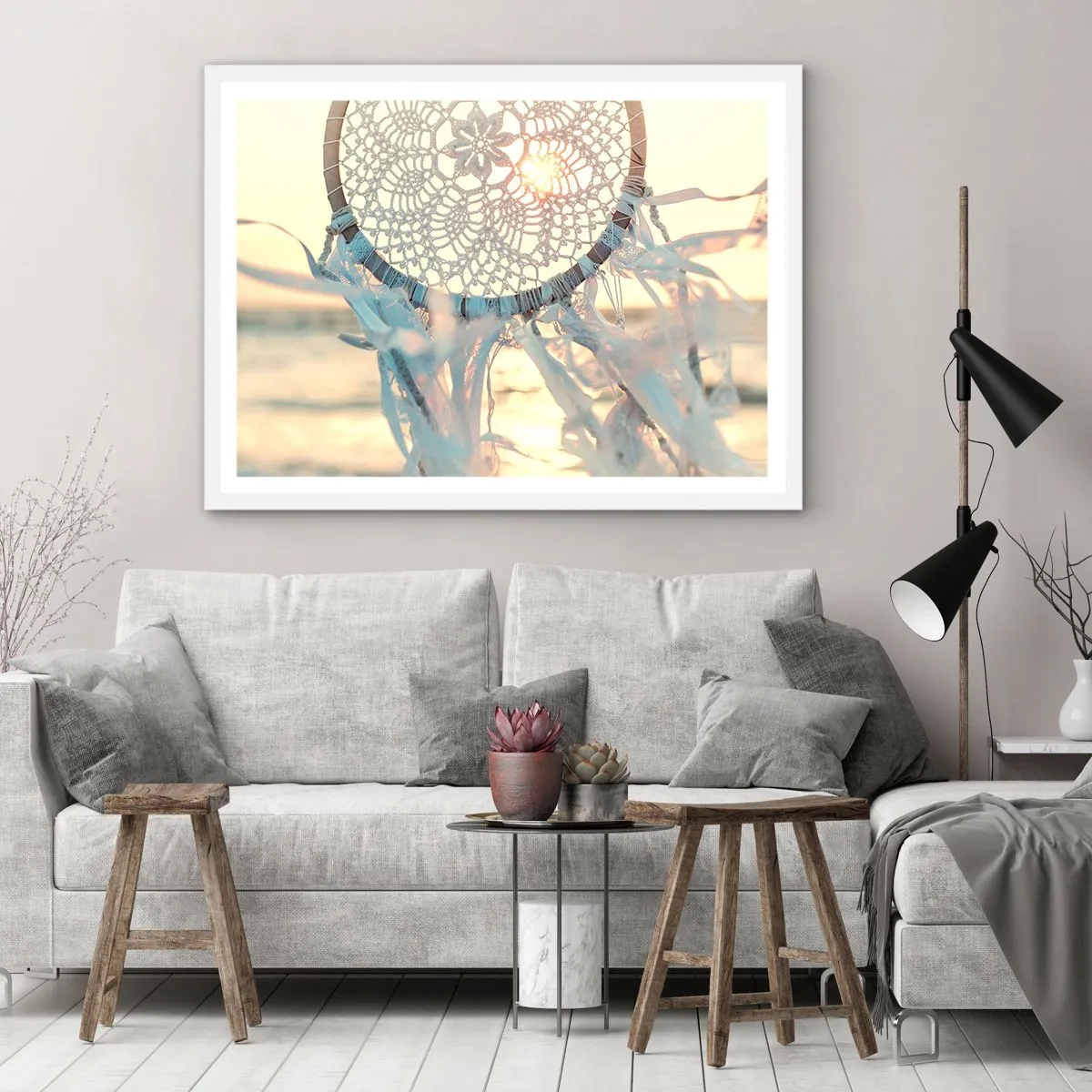 Plakát v bílém rámu - Krajkový totem - 91x61 cm