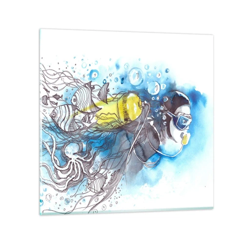 Obraz na skle - Velká modř - 30x30 cm