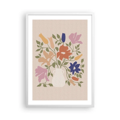 Plakát v bílém rámu - Jemná kytice - 50x70 cm