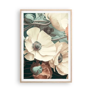 Plakát v rámu světlý dub - Šepot máků - 70x100 cm