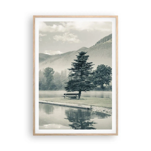 Plakát v rámu světlý dub - Jezero ještě spí - 70x100 cm