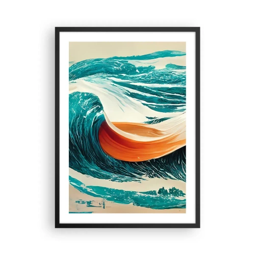 Plakát v černém rámu - Dynamická vlna v abstraktních barvách - 50x70cm - Surfařův sen - Moderní nástěnná dekorace do obývacího pokoje a ložnice ARTTOR