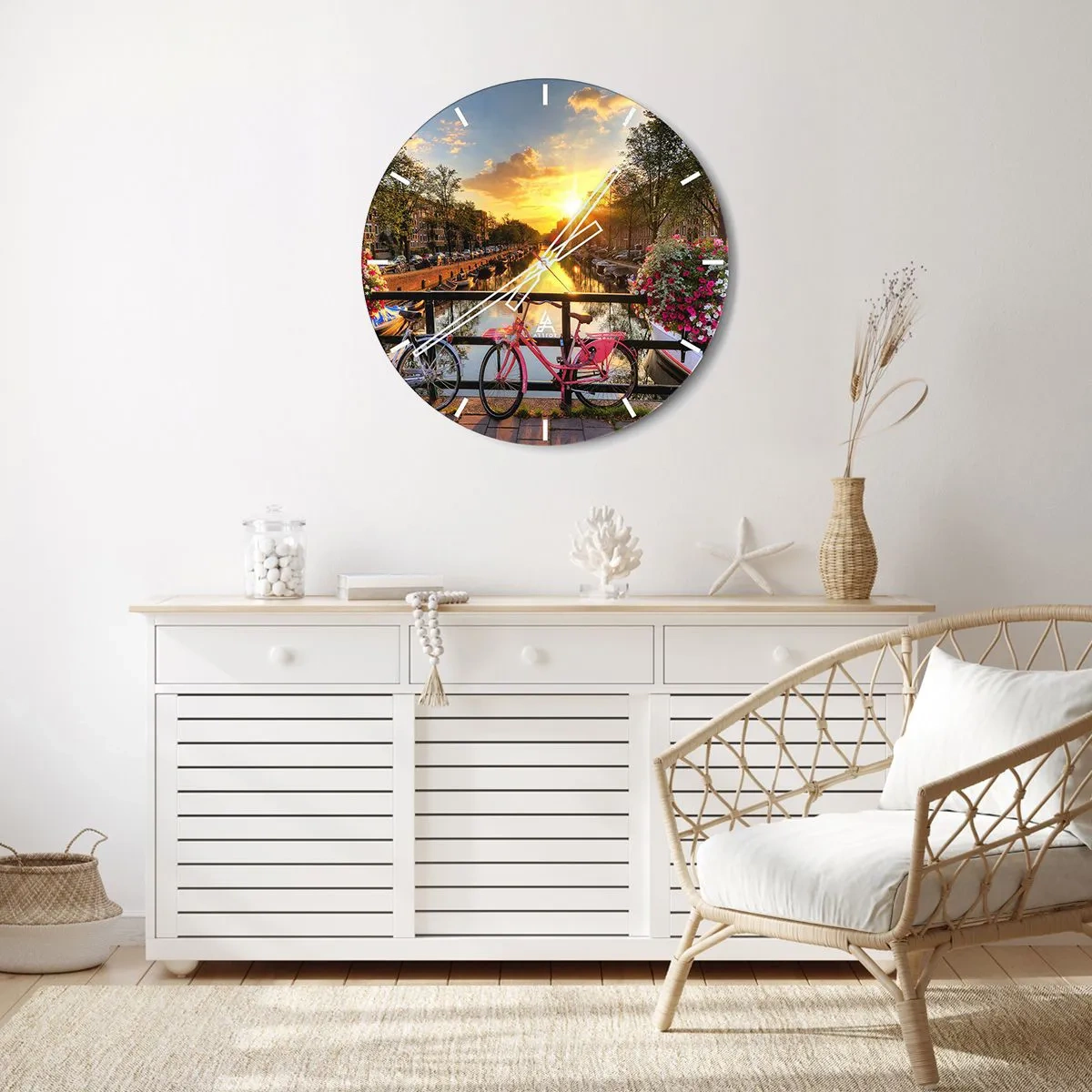 Nástěnné hodiny - Jarní ráno v Amsterdamu - 40x40 cm